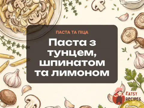 Паста з тунцем, шпинатом та лимоном