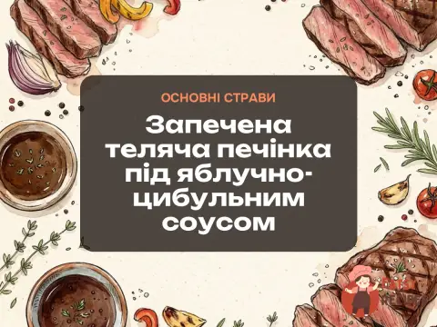 Запечена теляча печінка під яблучно-цибульним соусом