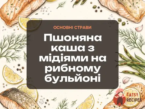 Пшоняна каша з мідіями на рибному бульйоні