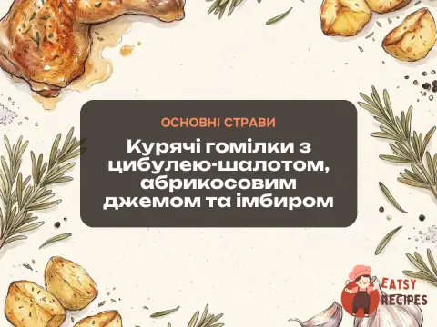 Курячі гомілки з цибулею-шалотом, абрикосовим джемом та імбиром
