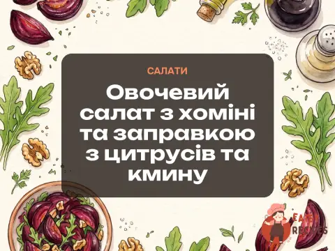 Овочевий салат з хоміні та заправкою з цитрусів та кмину