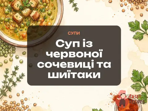 Суп із червоної сочевиці та шиїтаки