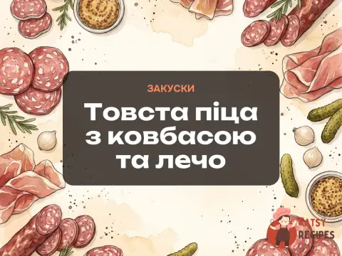 Товста піца з ковбасою та лечо