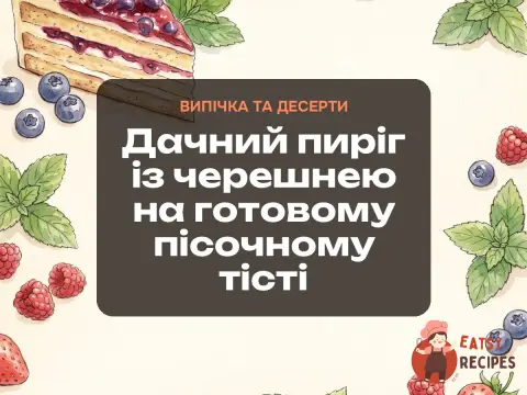 Дачний пиріг із черешнею на готовому пісочному тісті