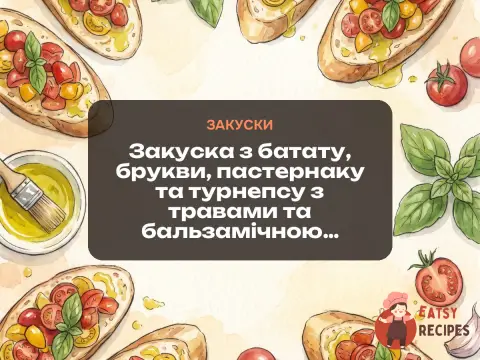 Закуска з батату, брукви, пастернаку та турнепсу з травами та бальзамічною заправкою