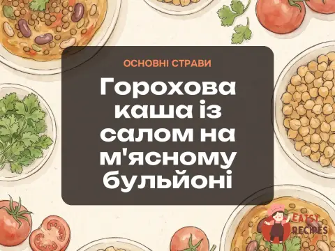 Горохова каша із салом на м'ясному бульйоні
