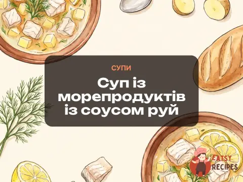 Суп із морепродуктів із соусом руй