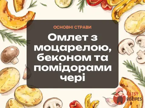 Омлет з моцарелою, беконом та помідорами чері