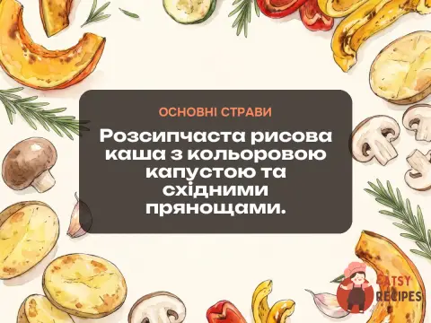 Розсипчаста рисова каша з кольоровою капустою та східними прянощами.