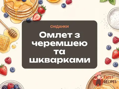 Омлет з черемшею та шкварками