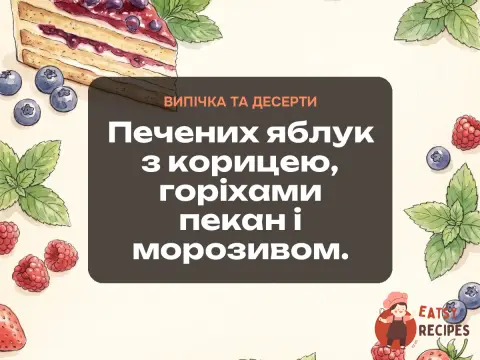 Печених яблук з корицею, горіхами пекан і морозивом.