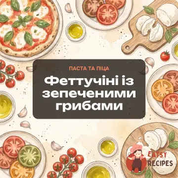 Феттучіні із зепеченими грибами