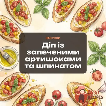 Діп із запеченими артишоками та шпинатом