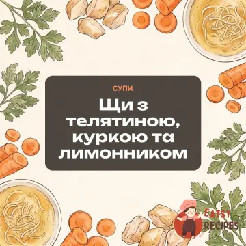 Щи з телятиною, куркою та лимонником