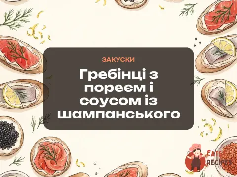 Гребінці з пореєм і соусом із шампанського