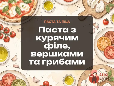 Паста з курячим філе, вершками та грибами