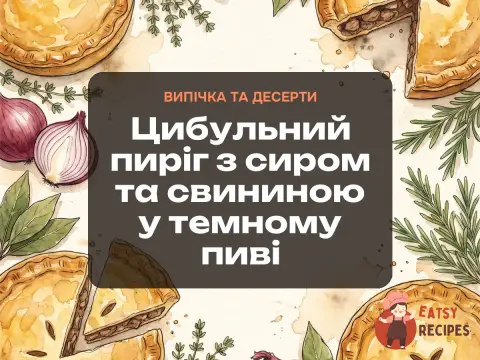Цибульний пиріг з сиром та свининою у темному пиві