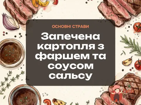 Запечена картопля з фаршем та соусом сальсу