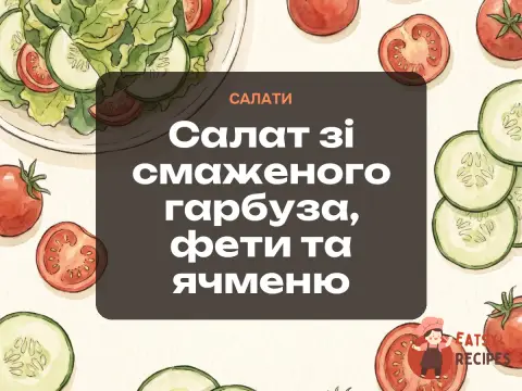 Салат зі смаженого гарбуза, фети та ячменю