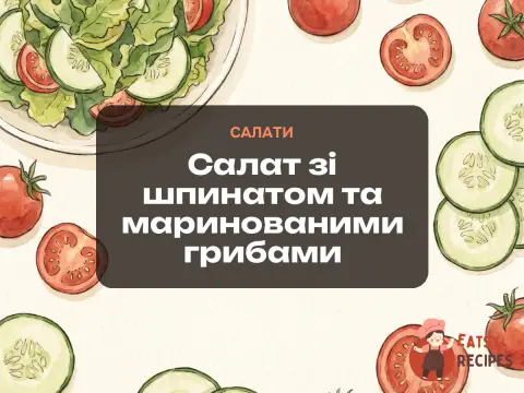 Салат зі шпинатом та маринованими грибами