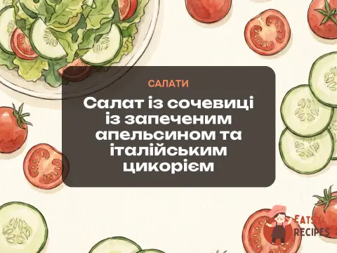Салат із сочевиці із запеченим апельсином та італійським цикорієм