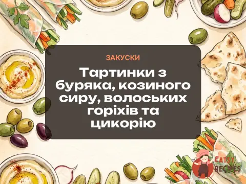 Тартинки з буряка, козиного сиру, волоських горіхів та цикорію