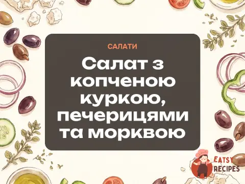 Салат з копченою куркою, печерицями та морквою