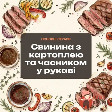Свинина з картоплею та часником у рукаві