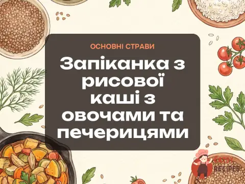 Запіканка з рисової каші з овочами та печерицями