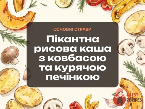Пікантна рисова каша з ковбасою та курячою печінкою