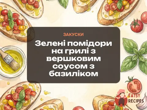Зелені помідори на грилі з вершковим соусом з базиліком