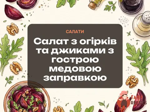 Салат з огірків та джиками з гострою медовою заправкою