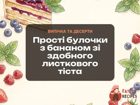 Прості булочки з бананом зі здобного листкового тіста