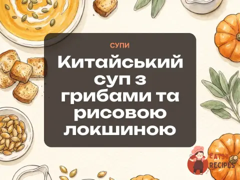 Китайський суп з грибами та рисовою локшиною