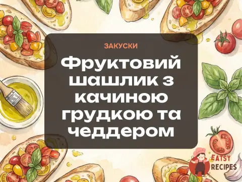 Фруктовий шашлик з качиною грудкою та чеддером