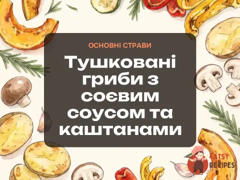 Тушковані гриби з соєвим соусом та каштанами