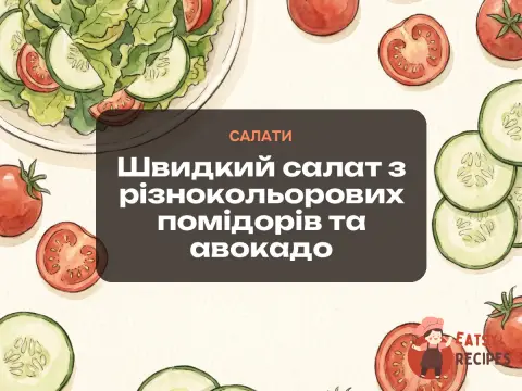 Швидкий салат з різнокольорових помідорів та авокадо