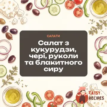 Салат з кукурудзи, чері, руколи та блакитного сиру
