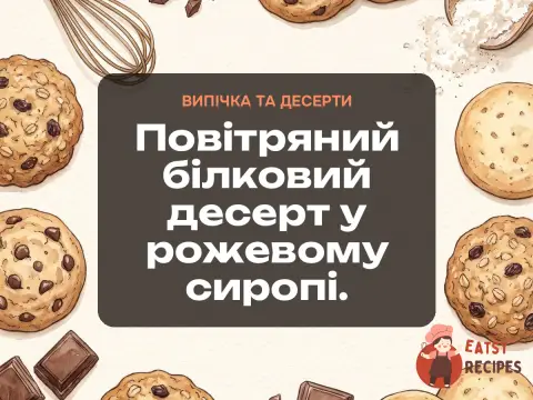 Повітряний білковий десерт у рожевому сиропі.