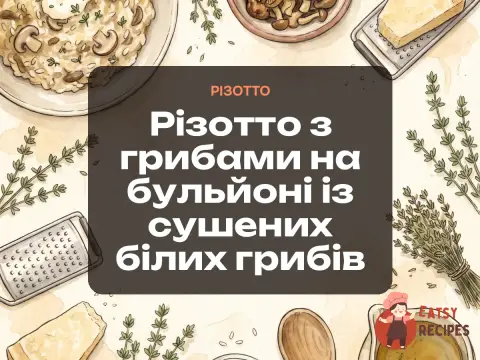 Різотто з грибами на бульйоні із сушених білих грибів