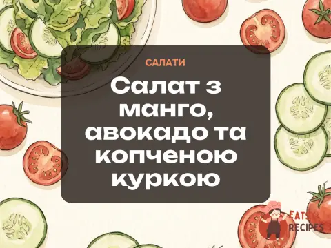 Салат з манго, авокадо та копченою куркою