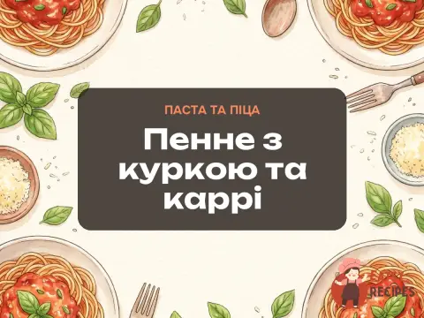 Пенне з куркою та каррі