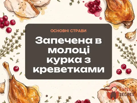 Запечена в молоці курка з креветками