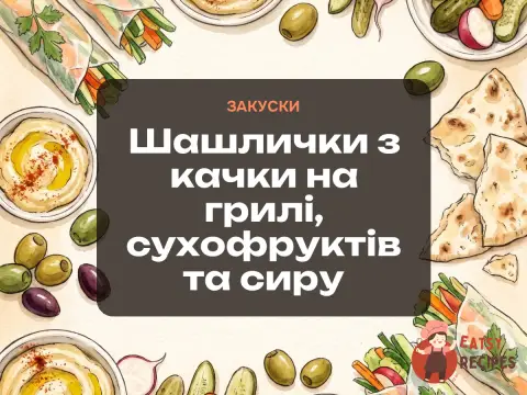 Шашлички з качки на грилі, сухофруктів та сиру