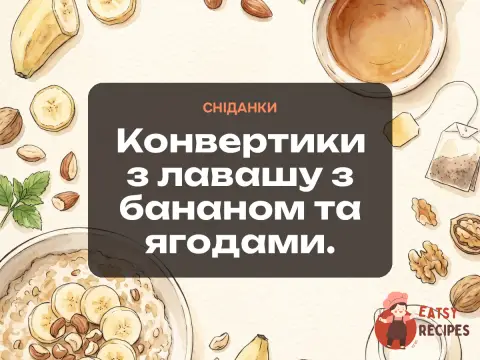 Конвертики з лавашу з бананом та ягодами.