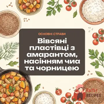 Вівсяні пластівці з амарантом, насінням чиа та чорницею