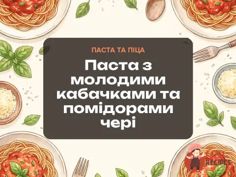 Паста з молодими кабачками та помідорами чері
