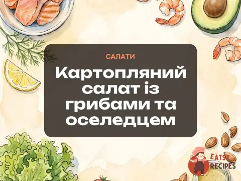 Картопляний салат із грибами та оселедцем