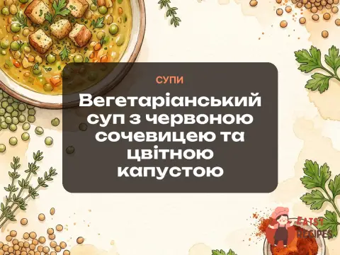 Вегетаріанський суп з червоною сочевицею та цвітною капустою