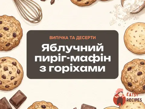 Яблучний пиріг-мафін з горіхами